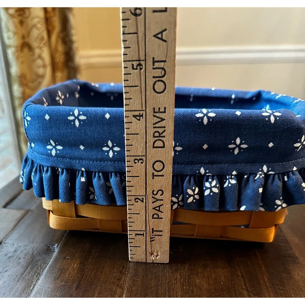Longaberger‎ Classic Address Basket 18546 Blue Floral Liner Handwoven Wood 1998